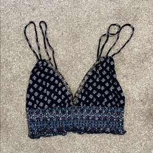 Out From Under Urban Outfitters Cropped Top Smocked Embroidered Details